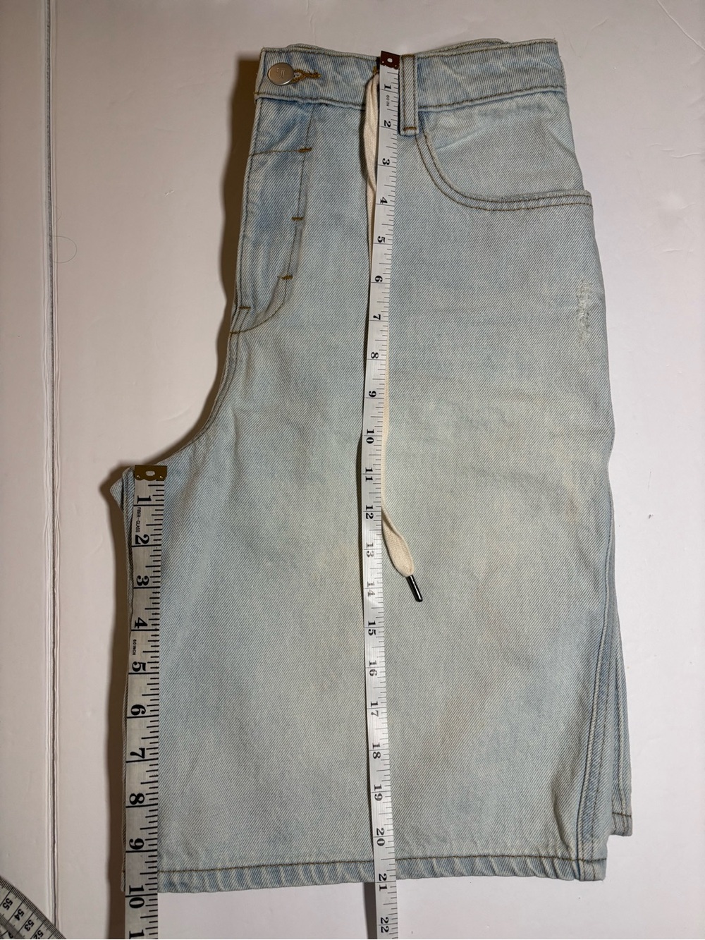 Pilcro Light Blue Boyfriend Denim Bermuda Shorts with Drawstring - Picture 7 of 8